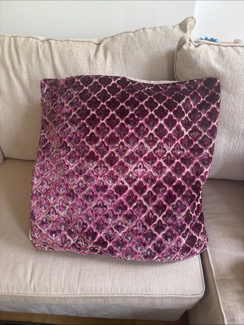 Decorative Velvet Throw Pillow Cover in Jewel-Tone Pink
